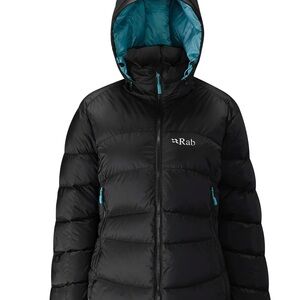 Rab Women's Black Puffer Jacket with Blue Accents